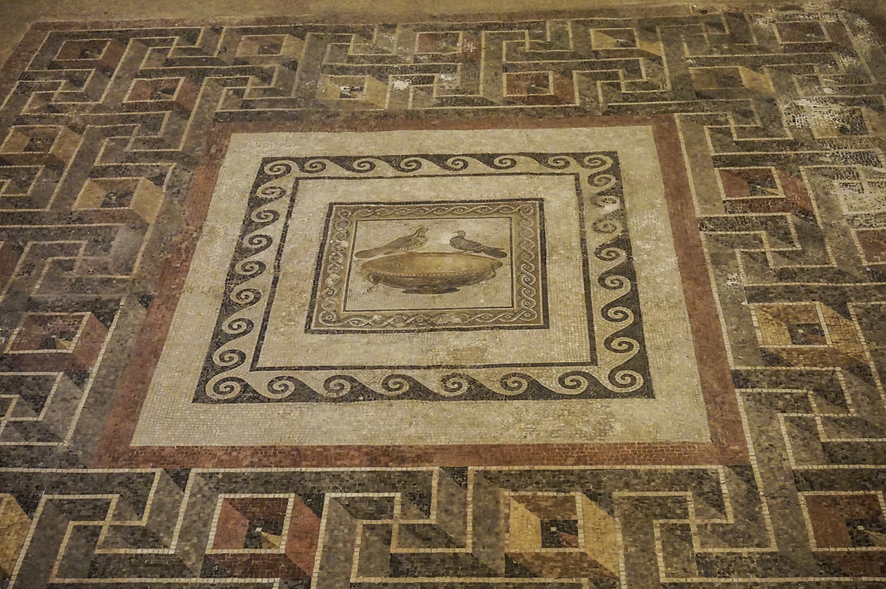 Mosaic Floor Drinking Doves