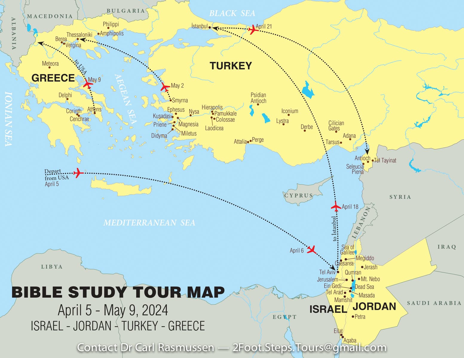 Map of 22-day Bible Study Tour